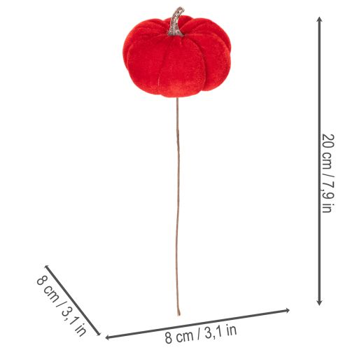 Dekorativní dýně na drátu, podzimní dekorace, samet, tříbarevná sada, 8 cm, 9 kusů | Floristik24.cz