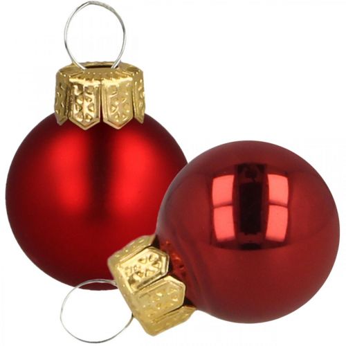 položky Mini vánoční koule skleněné červené matné/lesklé Ø2cm 44 kusů