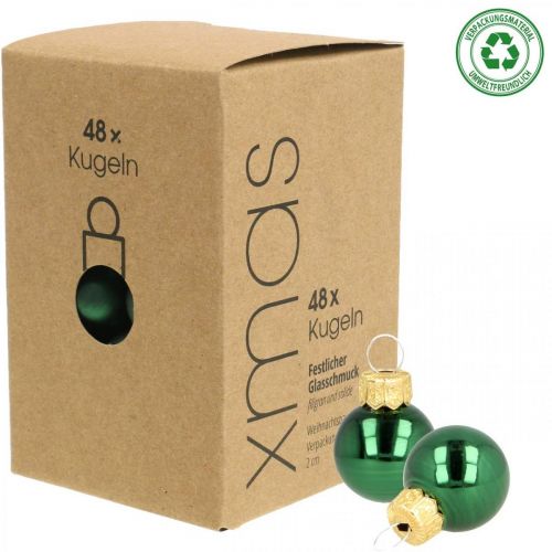 Floristik24 Mini vánoční koule skleněné zelené matné/lesklé Ø2cm 44ks