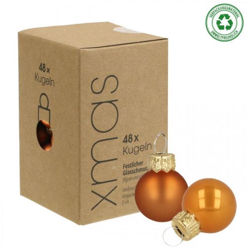 položky Mini vánoční koule skleněné oranžové matné/lesklé Ø2cm 44ks