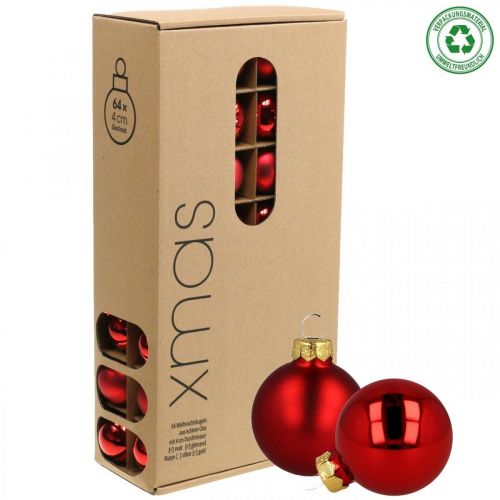 Floristik24 Vánoční koule skleněné červené skleněné koule matné/lesklé Ø4cm 60 kusů