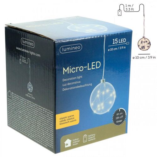 Floristik24 LED koule vnitřní Ø10cm tónovaný 15L teplý bílý časovač