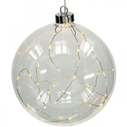 Floristik24 Vánoční koule LED koule Ø15cm 30L vnitřní teplý bílý časovač