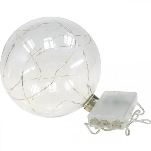 Floristik24 Vánoční koule LED koule Ø15cm 30L vnitřní teplý bílý časovač