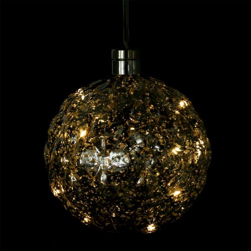 Floristik24 Koule plastová stříbrná Ø20cm s 15 LED a bateriemi