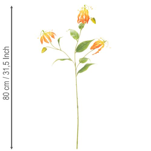 Umělý květ Gloriosa oranžová s dlouhými stonky do vázy 80 cm 3 ks | Floristik24.cz