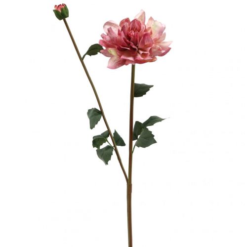 Floristik24 Umělá květina jiřina růžový květ s poupatem V57cm