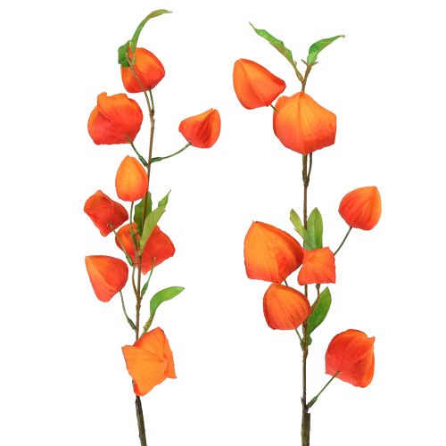 Umělá květina oranžová lucerna květina Physalis dekorativní hedvábné květiny 93cm 2 ks