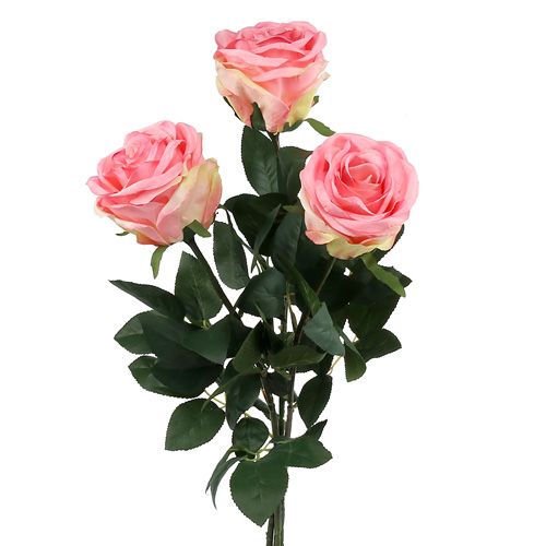 Floristik24 Umělý květ růže plněná růžová Ø10cm L65cm 3ks