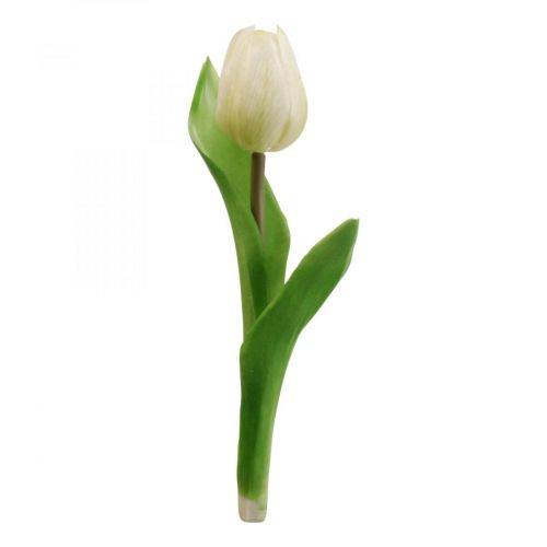 Umělý tulipán bílý Real Touch jarní květina V21cm