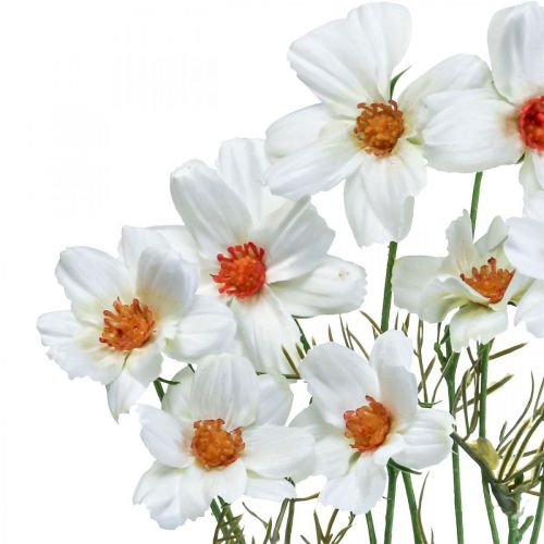 položky Umělé květiny Cosmea bílé hedvábné květiny H51cm 3 ks