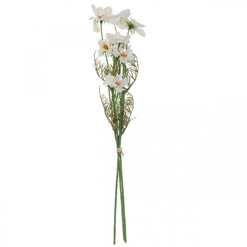 položky Umělé květiny Cosmea bílé hedvábné květiny H51cm 3 ks