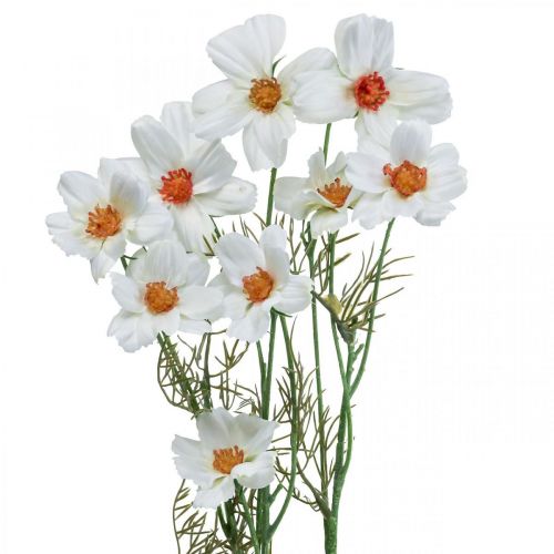 položky Umělé květiny Cosmea bílé hedvábné květiny H51cm 3 ks