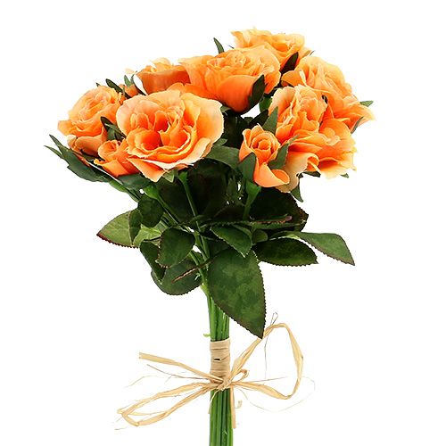 Floristik24 Umělé květiny růže kytice oranžová L26cm 3ks