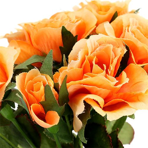 položky Umělé květiny růže kytice oranžová L26cm 3ks