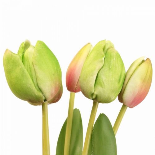 položky Umělé květiny tulipán zelený, jarní květina 48cm svazek 5 ks