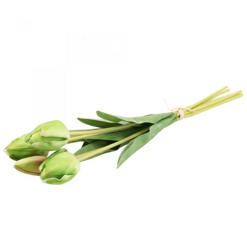 položky Umělé květiny tulipán zelený, jarní květina 48cm svazek 5 ks