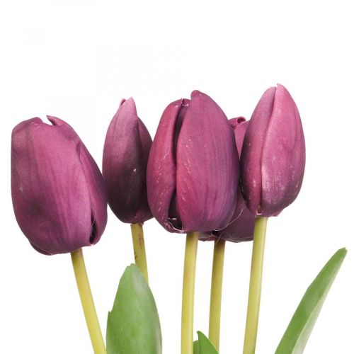 položky Umělé květiny tulipán fialový, jarní květina 48cm svazek 5 ks