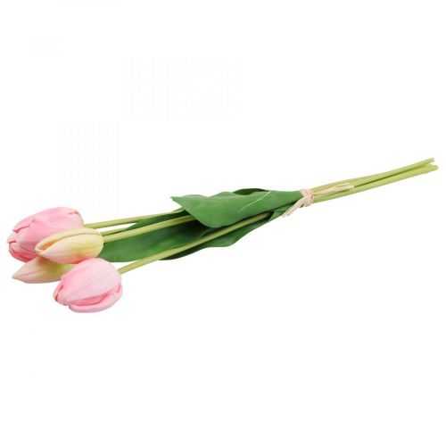položky Umělé květiny tulipán růžový, jarní květina 48cm svazek 5 ks