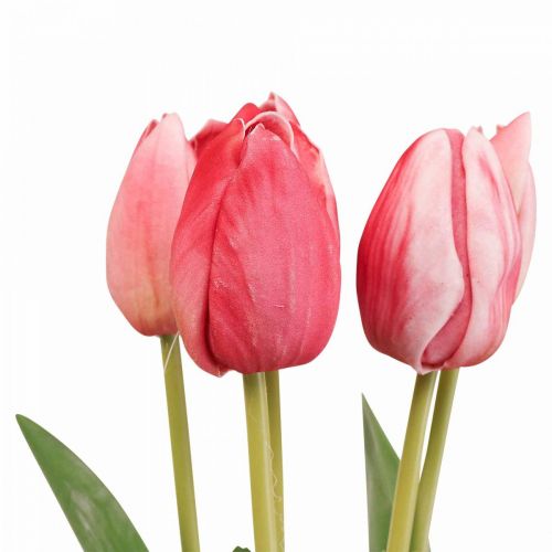 položky Umělý tulipán červený, jarní květina 48 cm, svazek 5 ks