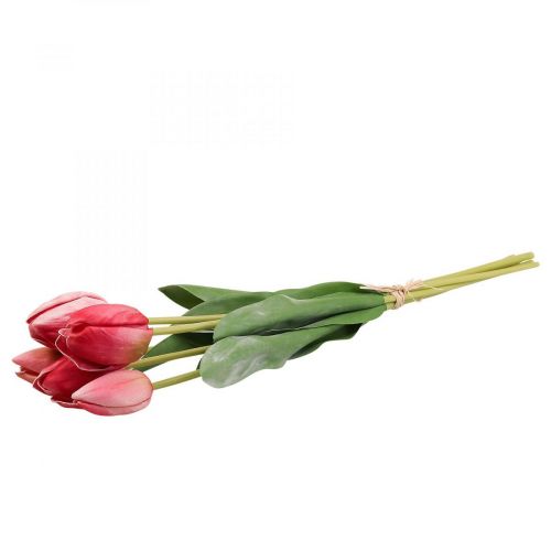 Floristik24 Umělý tulipán červený, jarní květina 48 cm, svazek 5 ks