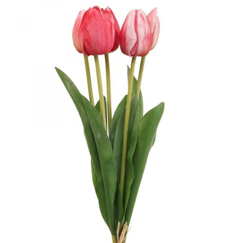 položky Umělý tulipán červený, jarní květina 48 cm, svazek 5 ks