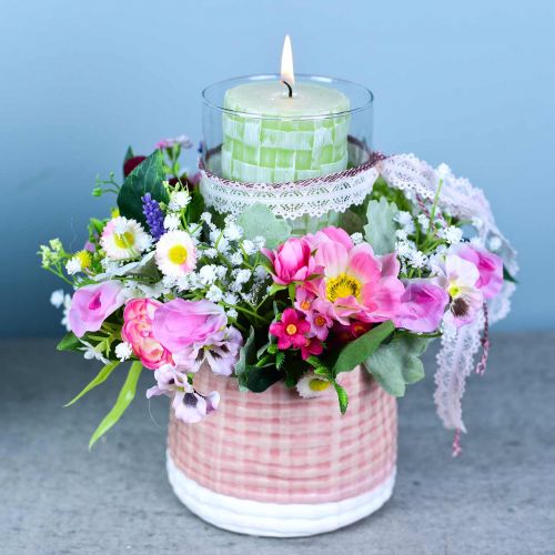 Floristik24 Umělá kytice s ranunculus a bellis růžová, bílá Ø20cm