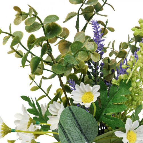 položky Umělá kytice s eukalyptovým zdobením umělými květinami 48cm