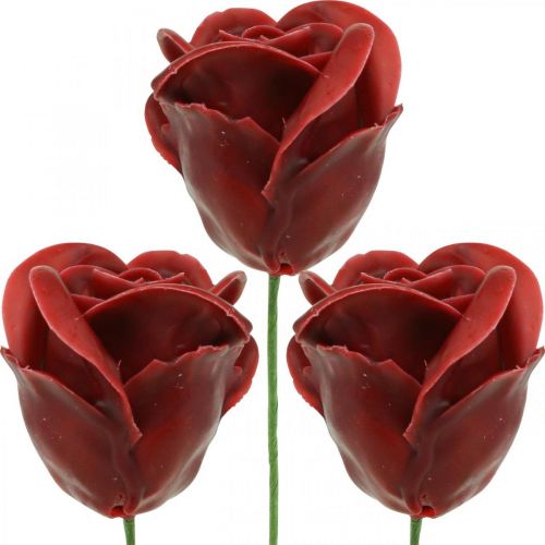 Umělé růže Bordeaux Wax Roses Deco Roses Wax Ø6cm 18ks