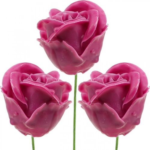 Umělé růže fuchsiový vosk růže deco roses vosk Ø6cm 18 kusů