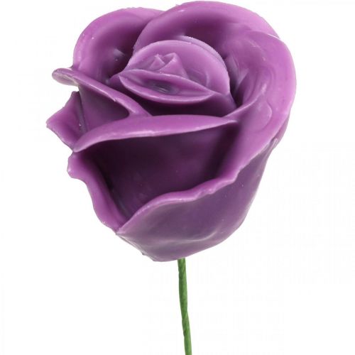 Umělé růže fialový vosk růže deco roses vosk Ø6cm 18ks
