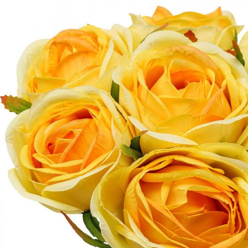 Floristik24 Umělé růže žluté Umělé růže Hedvábné květy 28cm 7ks