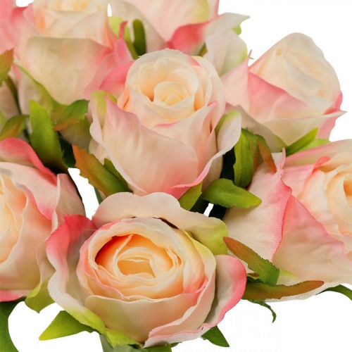 Floristik24 Umělé růže růžová meruňka umělé růže 28cm svazek 9ks
