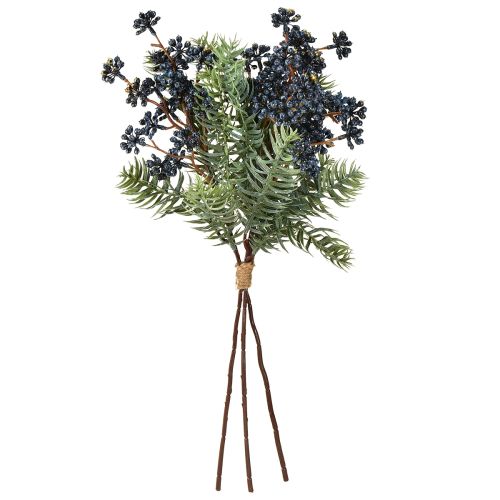 položky Umělé jalovcové větvičky s bobulemi, jehličí, 45 cm, 3 kusy