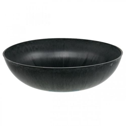 Květinová mísa kulatá, květináč, miska z plastu černá, melírovaná šedá V8,5cm Ø30cm