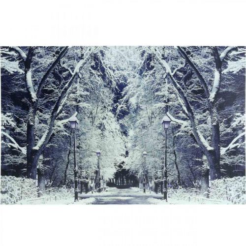 položky LED obraz zimní krajinářský park s lucernami LED fototapeta 58x38cm