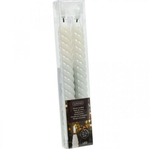 Floristik24 LED tyčinkové svíčky bílý časovač pravý vosk na baterii 25cm 2 kusy