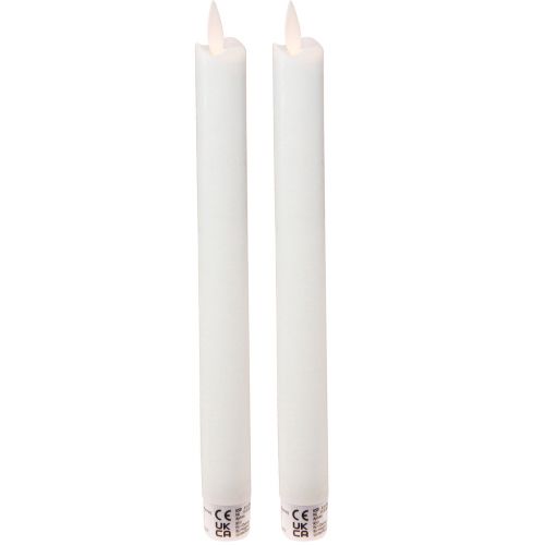 položky LED svíčky voskové tyčinky svíčky bílé na baterii 24cm 2 kusy
