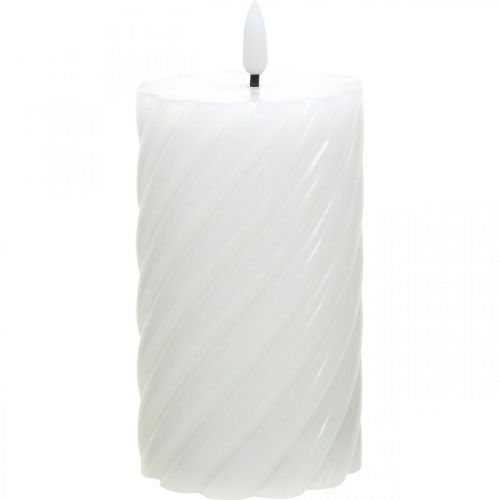 LED svíčka s časovačem bílá teplý bílý pravý vosk Ø7,5cm H15cm
