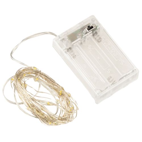 položky LED řetězová světla, 50 žárovek, na baterie, 5 m, teplá bílá