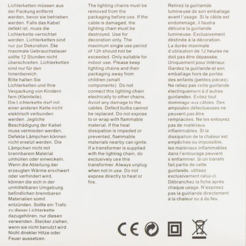 položky LED řetězová světla, 50 žárovek, na baterie, 5 m, teplá bílá