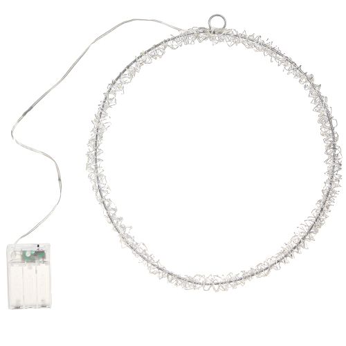 Floristik24 LED kroužek kovová dekorace k zavěšení stříbrná teplá bílá 30cm