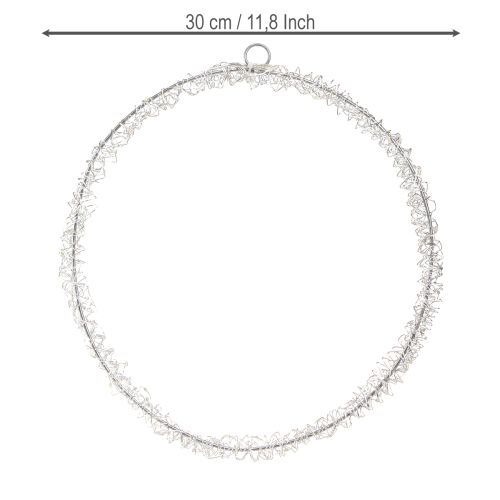 položky LED kroužek kovová dekorace k zavěšení stříbrná teplá bílá 30cm