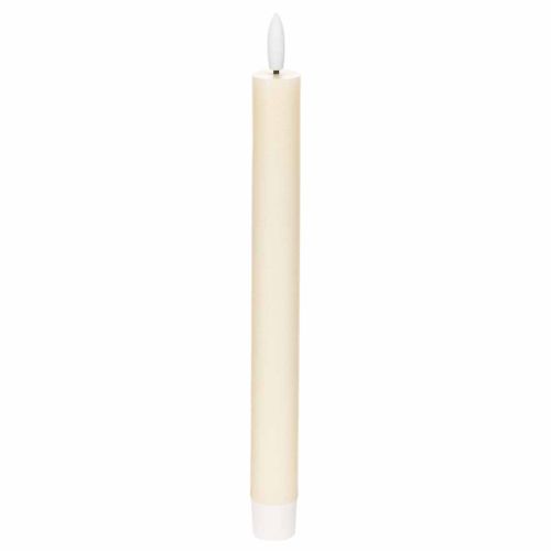 LED svíčka ve tvaru kužele v bílé barvě s teplým bílým světlem, 24 cm, s časovačem, 2 kusy
