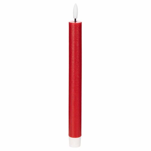 LED svíčka, červená s teplým bílým světlem, 24 cm, 2 kusy