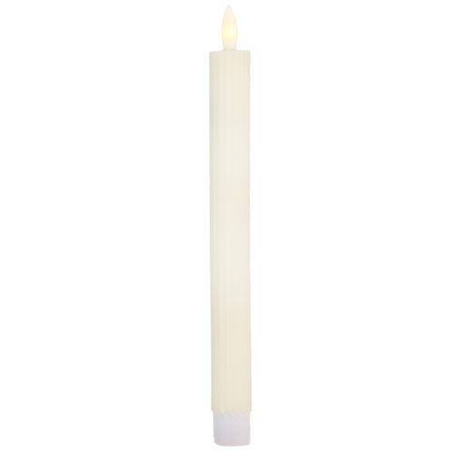 Floristik24 LED tyčové svíčky s časovačem drážkované svíčky krémové 24,5cm 4 kusy