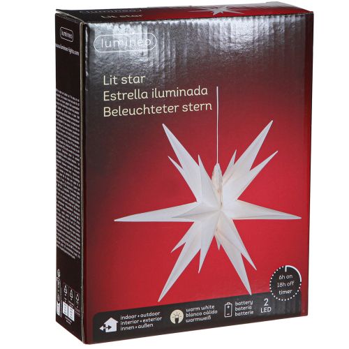 Floristik24 LED star 3D bílý časovač baterie vnější Ø30cm H74cm