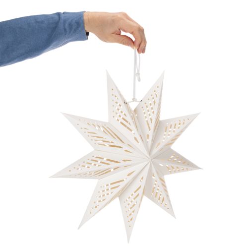 Vánoční hvězda LED dekorace k zavěšení, teplá bílá, vnitřní, 38 cm | Floristik24.cz