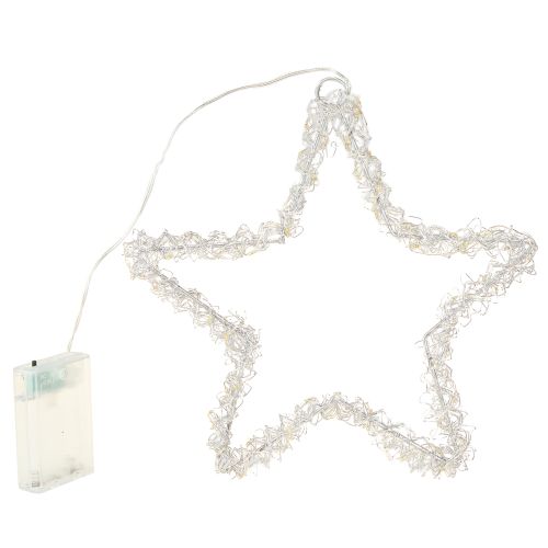 položky LED hvězda k zavěšení stříbrná kovová 70 LED teplá bílá Ø25cm
