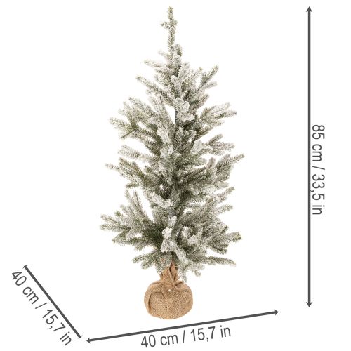 Umělý vánoční stromeček se sněhem v jutovém sáčku, 40 LED diod, pro vnitřní použití, 85 cm | Floristik24.cz